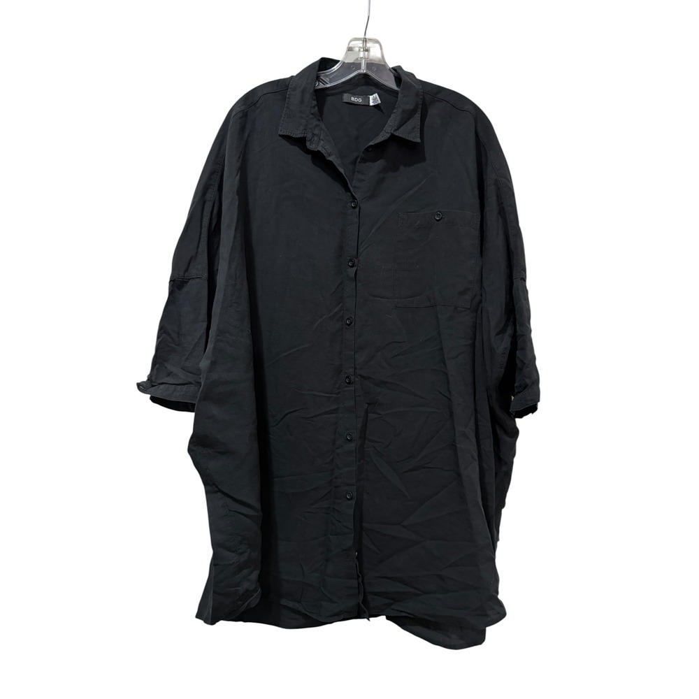BDG Urban Outfitters Black Oversized Button Down Shirt Tunic Sleeve Large